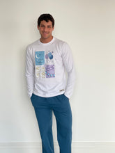 Load image into Gallery viewer, Men summer Eid pajama set White T-shirt + Petroleum Pants