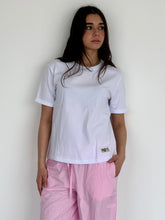 Load image into Gallery viewer, Women summer pajama set White Tee + Pink Gingham Pants