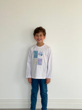 Load image into Gallery viewer, Boys summer Eid pajama set White t-shirt + Petroleum Pants