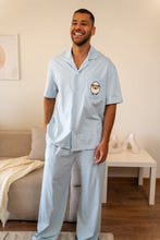 Load image into Gallery viewer, Men Eid Pj Set Light Blue Buttoned shirt + Pants