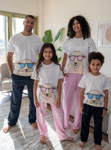 Load image into Gallery viewer, Girls Eid PJ Set White T-shirt + Rose Pants