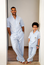 Load image into Gallery viewer, Men Eid Pj Set Light Blue Stripes Buttoned shirt + Pants