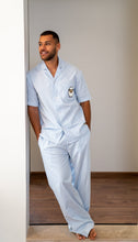 Load image into Gallery viewer, Men Eid Pj Set Light Blue Stripes Buttoned shirt + Pants