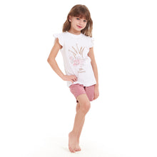 Load image into Gallery viewer, Girls summer pajama set Princess Crown t-shirt + Pink shorts