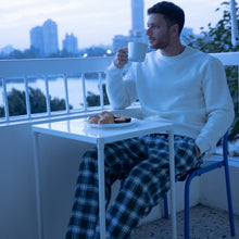 Load image into Gallery viewer, Men Winter Pajama Set Off White sweatshirt + Dark Green x Off White checkered Pants