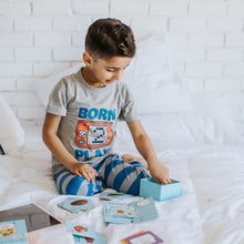 Load image into Gallery viewer, Boys summer pajama set Game play t-shirt +blue striped pants
