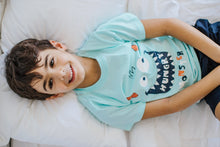 Load image into Gallery viewer, Boys summer pajama set Hungry monster t-shirt +Dark blue shorts