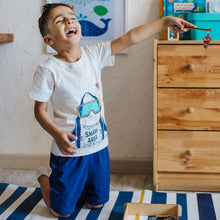 Load image into Gallery viewer, Boys summer pajama set Shark t-shirt + Blue shorts