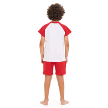Load image into Gallery viewer, Boys summer pajama set red dinosaur t-shirt +Red shorts