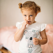 Load image into Gallery viewer, Girls summer pajama set koala t-shirt + Grey shorts