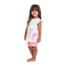 Load image into Gallery viewer, Girls summer pajama set Best friend t-shirt + Pink dotted shorts