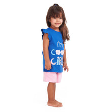 Load image into Gallery viewer, Girls summer pajama set Cool girl t-shirt + Rose shorts