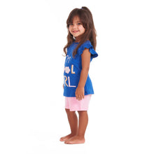 Load image into Gallery viewer, Girls summer pajama set Cool girl t-shirt + Rose shorts