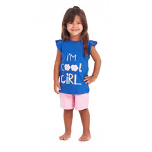 Load image into Gallery viewer, Girls summer pajama set Cool girl t-shirt + Rose shorts