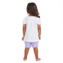 Load image into Gallery viewer, Girls summer pajama set Elephant t-shirt + Purple shorts