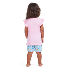 Load image into Gallery viewer, Girls summer pajama set Pineapple t-shirt + Baby blue shorts