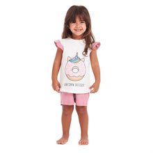 Load image into Gallery viewer, Girls summer pajama set Donuts t-shirt + Cashmere shorts