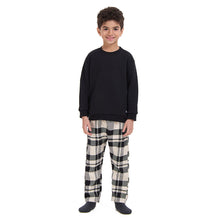 Load image into Gallery viewer, Kids Unisex Winter pajama set Black Hoodie + Black x White Checkered Pants