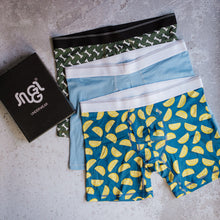 Load image into Gallery viewer, 3 pack men boxer Bones+Lemon+light blue shorts lycra