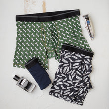 Load image into Gallery viewer, 3 pack men boxer Bones+Feathers+Dark blue shorts lycra
