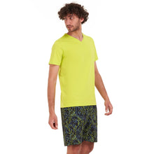 Load image into Gallery viewer, Men summer pajama set Lime green T-shirt + Petroleum x lime green short