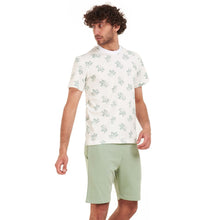 Load image into Gallery viewer, Men summer pajama set Pistache leaves t-shirt +Pistache shorts