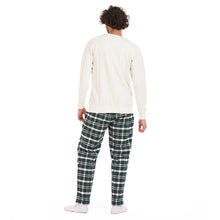 Load image into Gallery viewer, Men Winter Pajama Set Off-White Shirt + Dark Green Checkered Pants