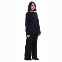 Load image into Gallery viewer, Women Winter Pajama Set Black jacquard Oversized Sweatshirt + Pants