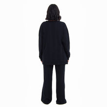 Load image into Gallery viewer, Women Winter Pajama Set Black jacquard Oversized Sweatshirt + Pants