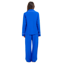 Load image into Gallery viewer, Women summer pajama set Royal Blue buttoned shirt + Pants