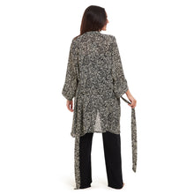 Load image into Gallery viewer, Women summer 3 piece pajama set Black zebra pattern kimono + Black top & Pants