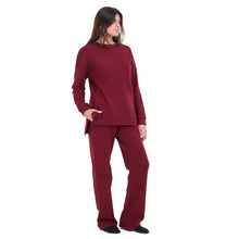 Load image into Gallery viewer, Women Winter Pajama Set Dark Red Oversized Sweatshirt + Pants