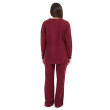 Load image into Gallery viewer, Women Winter Pajama Set Dark Red Oversized Sweatshirt + Pants