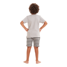 Load image into Gallery viewer, Boys summer pajama set Bear t-shirt +Light grey shorts