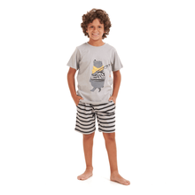 Load image into Gallery viewer, Boys summer pajama set Bear t-shirt +Light grey shorts