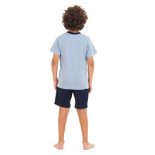 Load image into Gallery viewer, Boys summer pajama set Cashmere dinasour t-shirt +Dark blue shorts