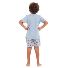 Load image into Gallery viewer, Boys summer pajama set Giraffe t-shirt +Light blue shorts