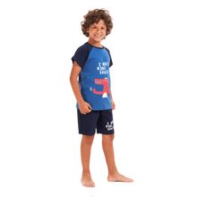 Load image into Gallery viewer, Boys summer pajama set Crocodile t-shirt +Dark blue shorts