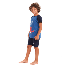 Load image into Gallery viewer, Boys summer pajama set Crocodile t-shirt +Dark blue shorts