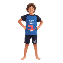 Load image into Gallery viewer, Boys summer pajama set Crocodile t-shirt +Dark blue shorts