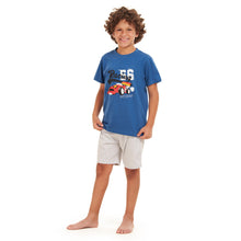 Load image into Gallery viewer, Boys summer pajama set Racing Cars t-shirt + Grey shorts