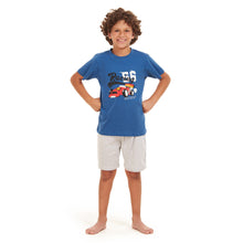 Load image into Gallery viewer, Boys summer pajama set Racing Cars t-shirt + Grey shorts