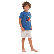 Load image into Gallery viewer, Boys summer pajama set Racing Cars t-shirt + Grey shorts