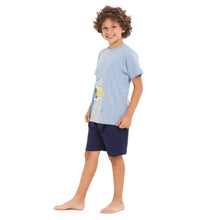 Load image into Gallery viewer, Boys summer pajama set Shark Attack t-shirt +Navy shorts
