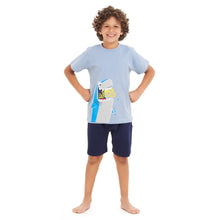 Load image into Gallery viewer, Boys summer pajama set Shark Attack t-shirt +Navy shorts