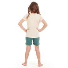 Load image into Gallery viewer, Girls summer pajama set Butterfly t-shirt + Green Army shorts