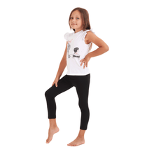 Load image into Gallery viewer, Girls summer pajama set Bear t-shirt + Black leggings