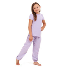 Load image into Gallery viewer, Girls summer pajama set Purple t-shirt + Pants