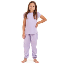 Load image into Gallery viewer, Girls summer pajama set Purple t-shirt + Pants