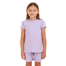 Load image into Gallery viewer, Girls summer pajama set Purple t-shirt +shorts